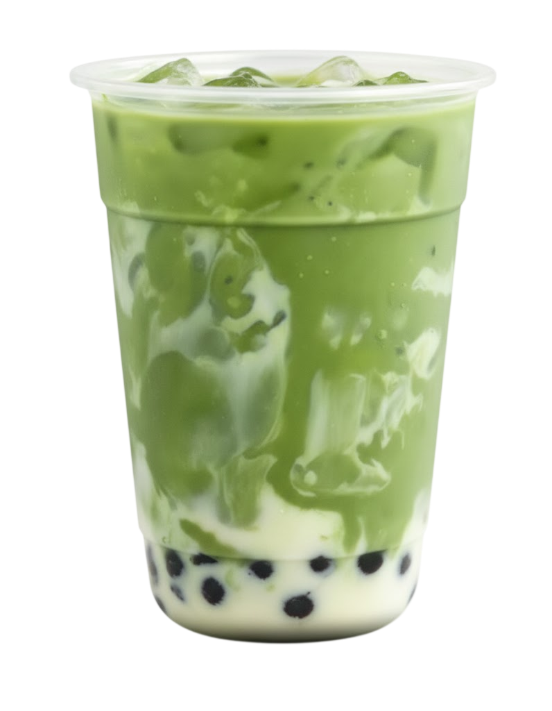 Matcha green tea with boba and cream cheese